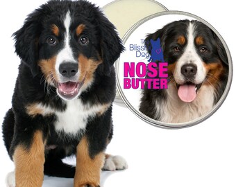 Bernese Mountain Dog All Natural Original NOSE BUTTER® Handcrafted Balm for Dry Noses CHOICE: 1 oz, 2 oz or 4 oz Tin with Berner Label