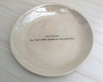 Personalised Plate - Pearl Anniversary Gift for Couple - Personalised Wedding Gift - Pearl Wedding Anniversary Gift 30th Anniversary Present