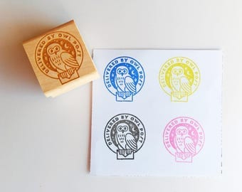 Delivered by Owl Post Rubber Stamp