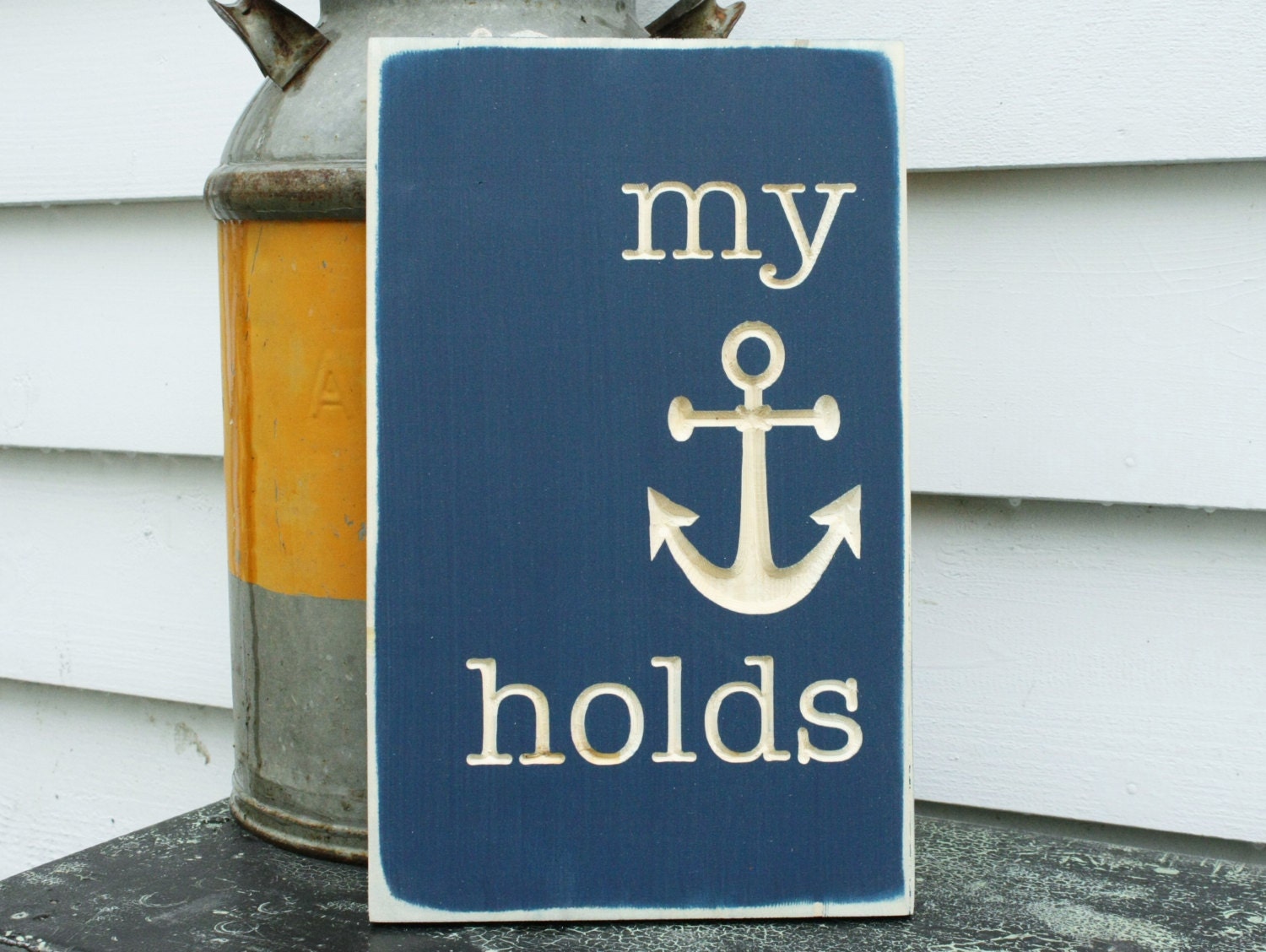 My Anchor Holds Wooden Sign Bible Verse 10x15 Carved