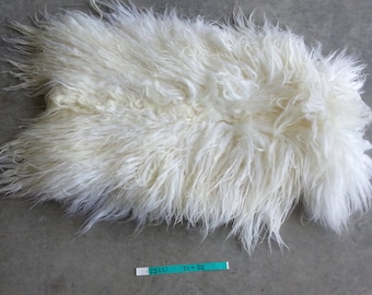 Icelandic Sheepskin- White and SUPER Long Wooled Sheep Hide Lot No. 25221TURQ
