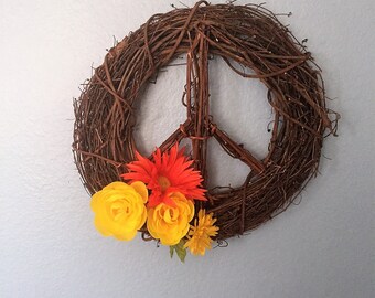 Peace Sign Wreath Peace Sign Grape Vine Wreath Peace Sign