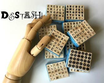 Mini Alphabet Rubber Stamp Set ... alphabet stamps wood mounted craft supplies destash fonts letters new scrapbooking tools diy card making