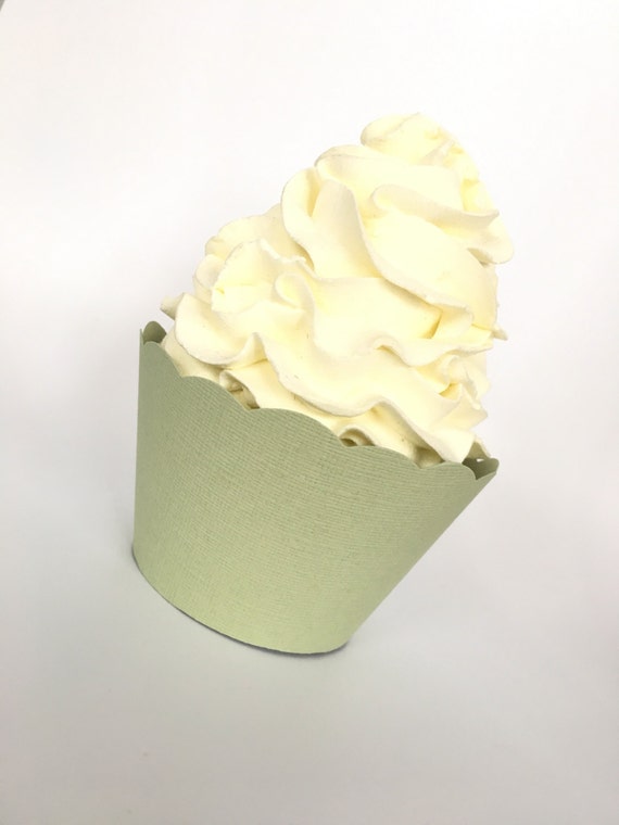 Sage Green Cupcake Wrappers Pear Green by WellDressedCupcakes