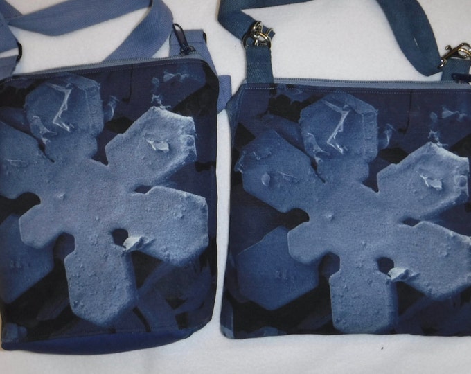 custom SEM snowflake- Cotton-linen Canvas cross body bag/purse hipster Custom Print
