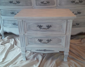 Nightstand Accent Table Vintage Wood Bedside Table Poppy Cottage Custom PAINT to ORDER Painted Furniture