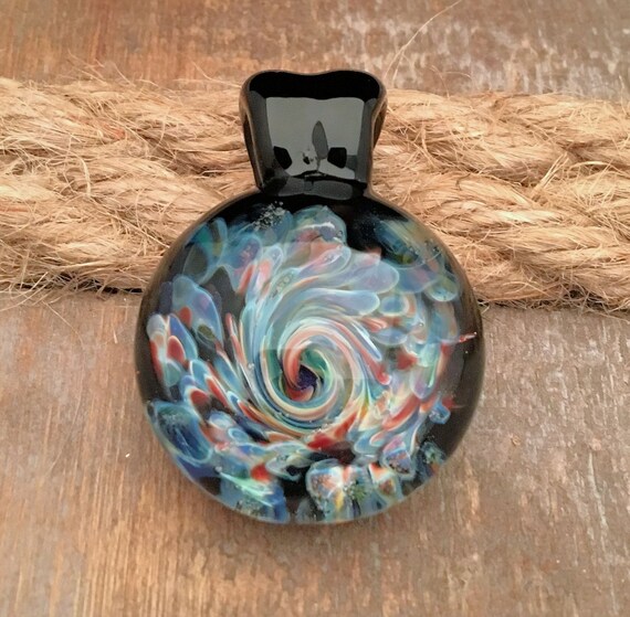 Glass Pendant Burst of Color Hand Blown Glass Jewelry Necklace