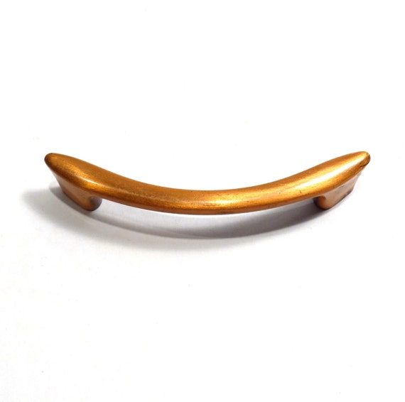 Curved Copper Bronze Drawer Pull Industrial Salvage Vintage