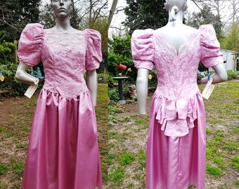 80s Prom Dress, New with Tags, Vintage Bridesmaid Dress, 80s Costume, 80s Dress in Mauve by Jordan Fashions Size 8-10