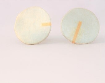 Earrings, 9mm wide in sterling silver with 9ct yellow gold inlaid.