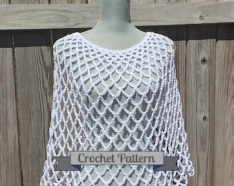 Crochet Pattern, Summer Poncho Pattern, Crochet Poncho Pattern