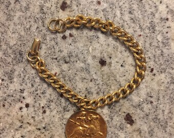 vintage. 60s 70s Metal Chain Bracelet • Museum Replica Chunky Bracelet