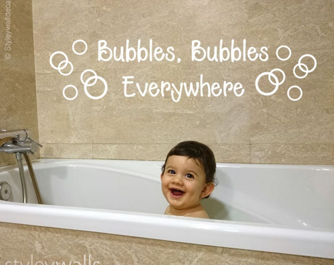 Bubbles Bathroom Wall Decal, Bubbles Bathroom Vinyl Lettering , Kids Bathroom Wall Decal, Vinyl Lettering for Kids Bathroom Decor