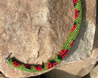 Peyote Ladybug Bead Bracelet