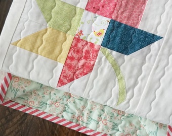 Twirl Leaf Quilt - Baby Quilt - Blanket - Crib - Infant - Bedding - Custom Made