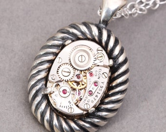 Mens Sterling Silver Necklace Steampunk Necklace Mens Steampunk Necklace
