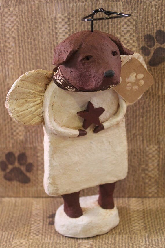 Chocolate Lab Angel OOAK handmade from papier mache