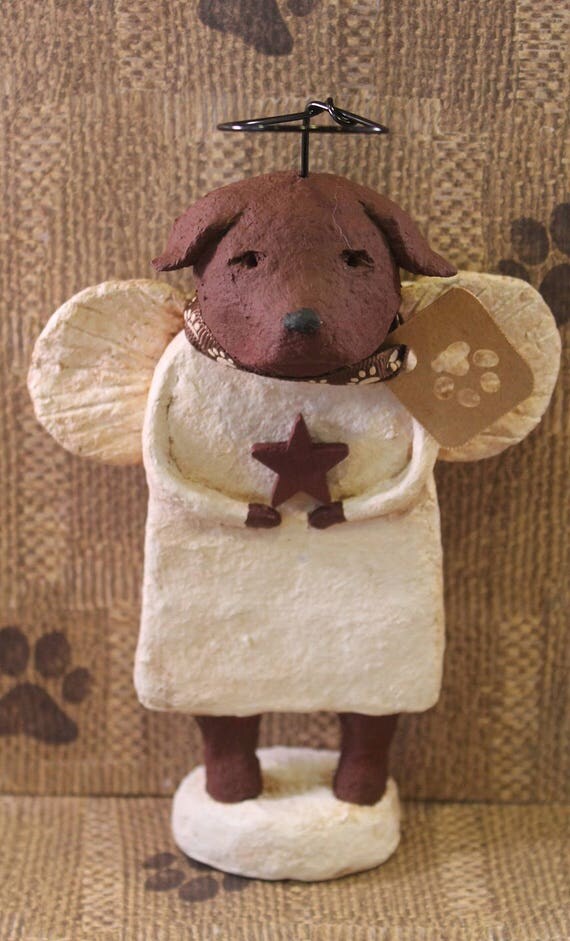 Chocolate Lab Angel OOAK handmade from papier mache