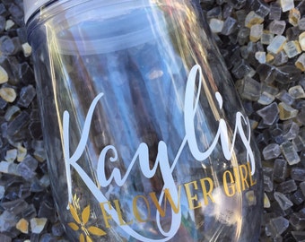 Set of 5, Personalized flower girl tumbler, flower girl cup, junior bridesmaid gifts, flower girl gift