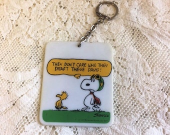 Vintage Snoopy Red Baron Keychain - Snoopy and Woodstock Key Chain - 1970s United Features - Vintage Peanuts - Peanuts Political Draft