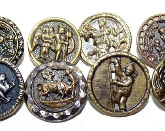 Antique Metal Picture Buttons Awesome assortment of Story Buttons!