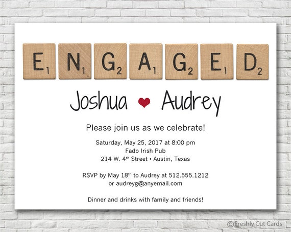 Engaged Scrabble Invitation - Printable or Printed (w/ FREE Envelopes) Il_570xn