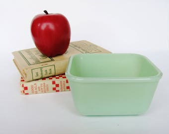 Fire King Jadeite Jar Refrigerator Dish Oblong Baker No Lid 1940s-1950s Hard to Find