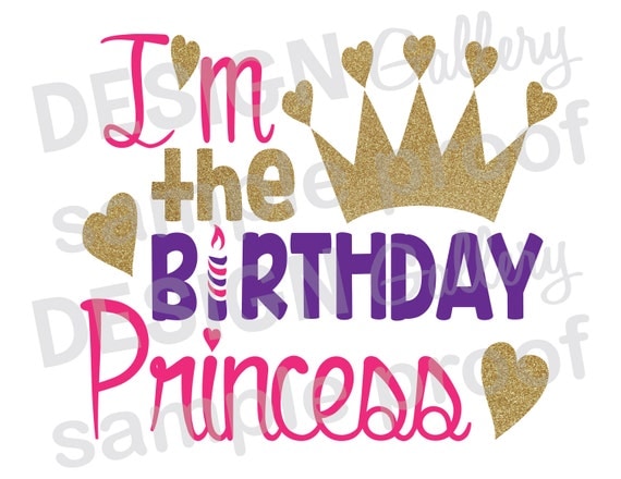 I'm the Birthday Princess Crown Hearts image JPG png