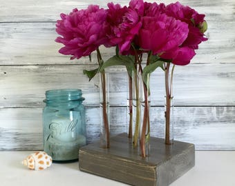 Test Tube Bud Vase. Centerpiece. Farmhouse Decor. Gift for her. One of a kind