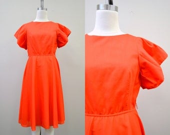 1980s Christina Gallantes Red Full Sleeved Dress