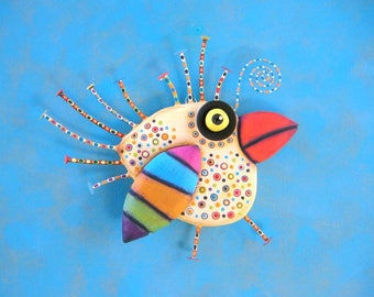Spring Chickadee, MADE to ORDER, Original Found Object Sculpture, Wall Art, Wood Carving, Bird Sculpture, Wall Decor, by Fig Jam Studio