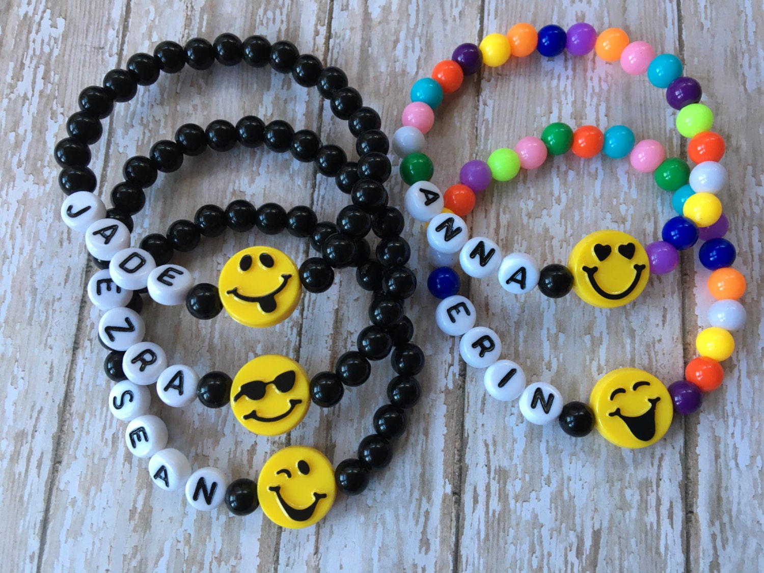 EMOJI Beaded Name BraceletStretch