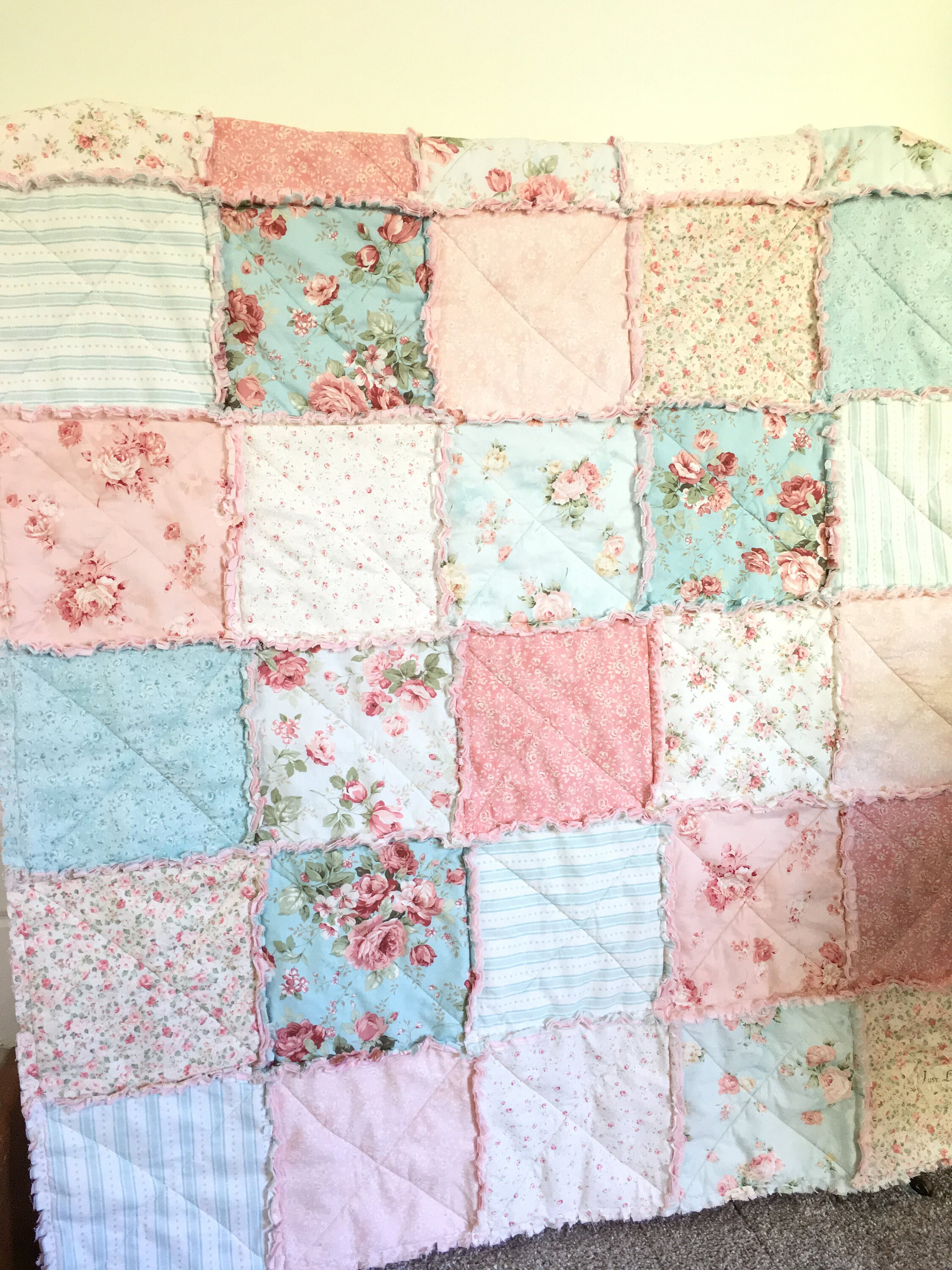 Crib Quilt Rag Quilt Baby Girl Crib Bedding Shabby Chic