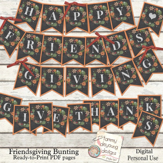 Printable Friendsgiving Banner Happy Friendsgiving bunting