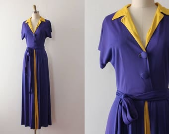 vintage 1940s dress // 40s purple rayon jersey gown