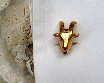 Goat cuff links,Goat jewelry,limit edition,original cufflinks,punk cufflinks,handmade men jewelry gold cuff links, cuff links