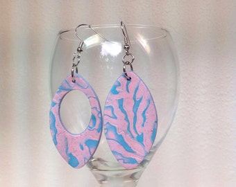 Blue&Pink One Hoop Dangles