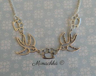 Necklace rockabilly tattoo swallow hand knuckle