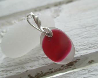 Pink End Of Day Sea Glass Sterling Silver Necklace