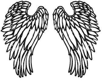 Glitter HTV Iron On Transfer - Angel Wings - Design DIY Applique