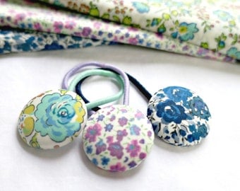 Pick your Liberty London 3 pack hair bobbles, bands, ties, ponytails, bunches. Medium single 28mm Fabric buttons metal free elastic.