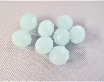 8mm * 10mm. 20CT. Rondelle Faceted AB Frozen/ Frosty Light Blue Beads, (S9A)