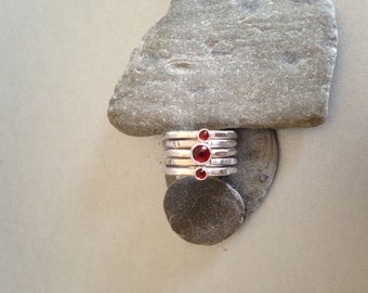 Stacking Rings - Garnet Rings - Handmade Silver Rings
