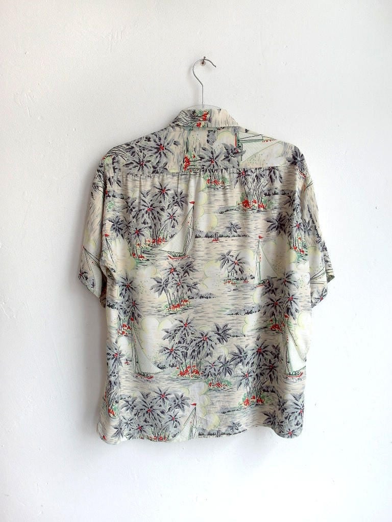 1950s Hawaii Shirt Japanese Hawaiian Shirt KUONAKAKAI