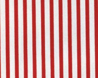 Fat Quarter -- Kiyohara -- Red with White Stripes--100% Cotton Fabric