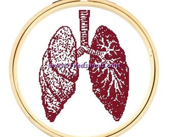 Contemporary Cross Stitch Kit 'Lungs' Human Body Custom Made CrossSticth Kit