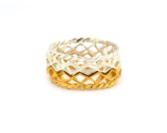 Mini Diamond Crown Stacking Ring Silver