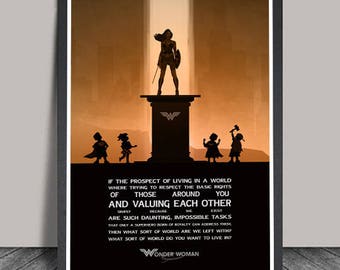 Wonder Women Poster.Wonder Women Print Superheroes Minimalist Superhero Typography,Justice League ,Wall art,,DC Comic Gift,Hero Quote