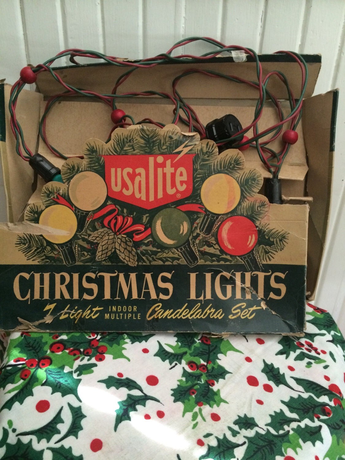 Vintage Christmas Lights/ 2 Sets of 7 Light Indoor Candelabra Lights