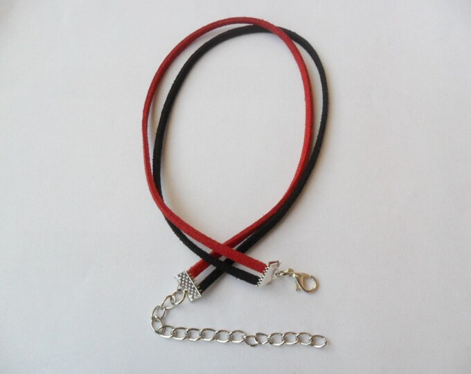 Double suede choker/ double wrap suede choker/ red and black with a width of 3/8” inch/ pick your neck size/